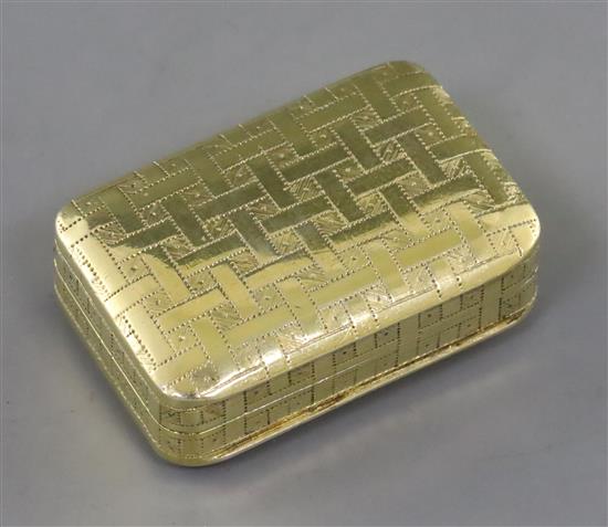 A cased George III silver gilt rectangular vinaigrette by Matthew Linwood,